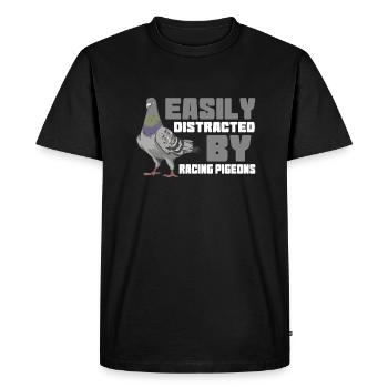 Facilement distrait par Pigeon Racing - T-shirt Premium bio Homme - noir - Devant - Nico (187cm)
