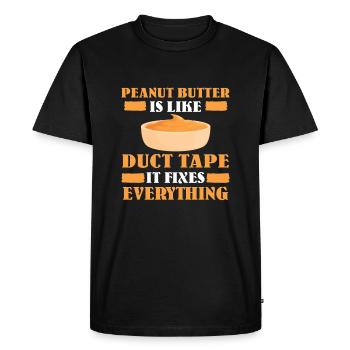 Funny peanut butter saying - Men's Premium Organic T-Shirt - black - Front - Nico (187cm)