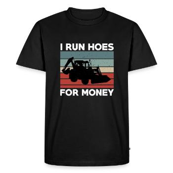 Funny Backhoe Loader Design - Men's Premium Organic T-Shirt - black - Front - Nico (187cm)