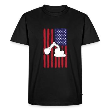 USA Flag Excavator Driver - Men's Premium Organic T-Shirt - black - Front - Nico (187cm)