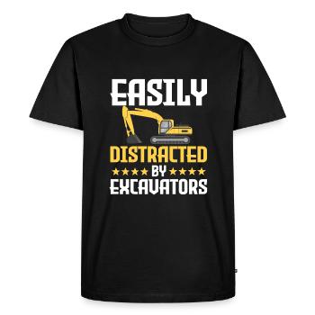 Easily distracted by excavators - Men's Premium Organic T-Shirt - black - Front - Nico (187cm)