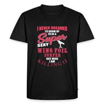 Drôle de surfeur de fleuret d’aile - T-shirt Premium bio Homme - noir - Devant - Nico (187cm)