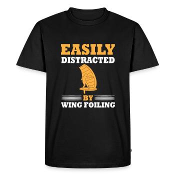 Facilement distrait par le foil des ailes - T-shirt Premium bio Homme - noir - Devant - Nico (187cm)