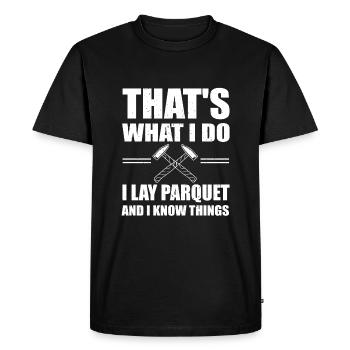 Funny Parquet Installer Shirt - Men's Premium Organic T-Shirt - black - Front - Nico (187cm)