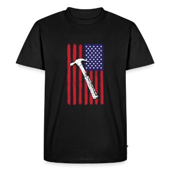 USA Flag Construction Workers - Men's Premium Organic T-Shirt - black - Front - Nico (187cm)