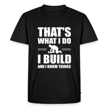 Funny construction worker motif - Men's Premium Organic T-Shirt - black - Front - Nico (187cm)