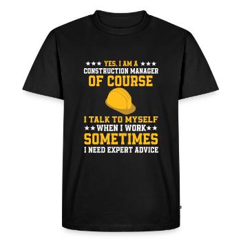 Drôle de chemise de directeur de construction - T-shirt Premium bio Homme - noir - Devant - Nico (187cm)
