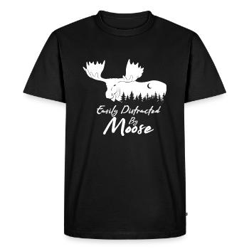 Distracted by Wildlife Forest Animal Moose Nature - Men's Premium Organic T-Shirt - black - Front - Nico (187cm)