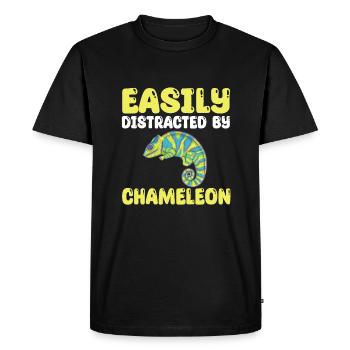 Funny Chameleon Gift - Men's Premium Organic T-Shirt - black - Front - Nico (187cm)