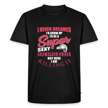 Drôle de design caméléon - T-shirt Premium bio Homme - noir - Devant - Nico (187cm)
