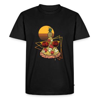 Retro Pizza Hawaii - Men's Premium Organic T-Shirt - black - Front - Nico (187cm)
