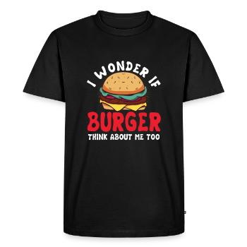Funny Burger Shirt - Men's Premium Organic T-Shirt - black - Front - Nico (187cm)