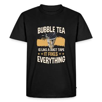 Funny Bubble Tea Shirt - Men's Premium Organic T-Shirt - black - Front - Nico (187cm)