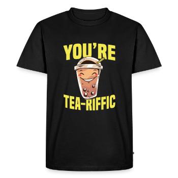 Sweet Bubble Tea Word Game - Men's Premium Organic T-Shirt - black - Front - Nico (187cm)