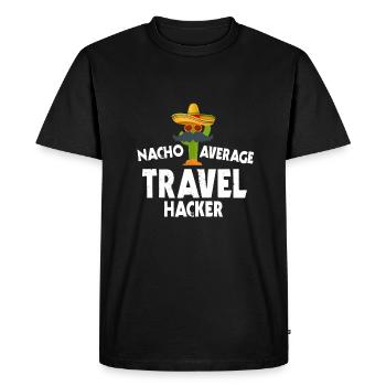Nacho Average Travel Hacker - Men's Premium Organic T-Shirt - black - Front - Nico (187cm)
