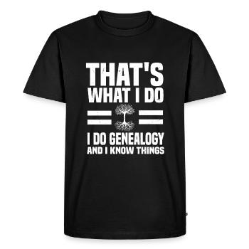 Funny family tree research saying - Men's Premium Organic T-Shirt - black - Front - Nico (187cm)