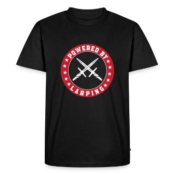 Powered by Larping - Men's Premium Organic T-Shirt - black - Front - Nico (187cm)