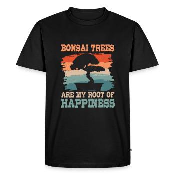 Bonsai Tree Root of Happiness - Men's Premium Organic T-Shirt - black - Front - Nico (187cm)