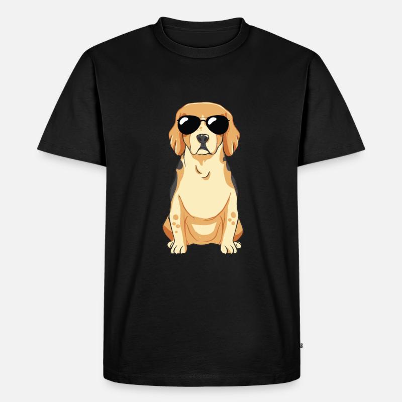 Beagle Welpe Mit Sonnebrille - Männer Premium Bio T-Shirt - Schwarz