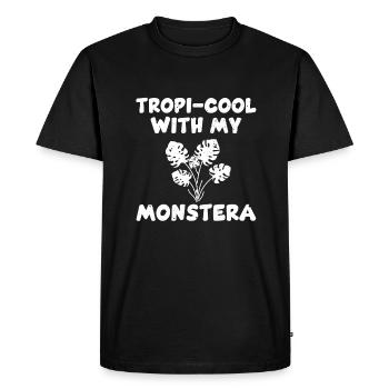 Drôle de jeu de mots Monstera Deliciosa - T-shirt Premium bio Homme - noir - Devant - Nico (187cm)