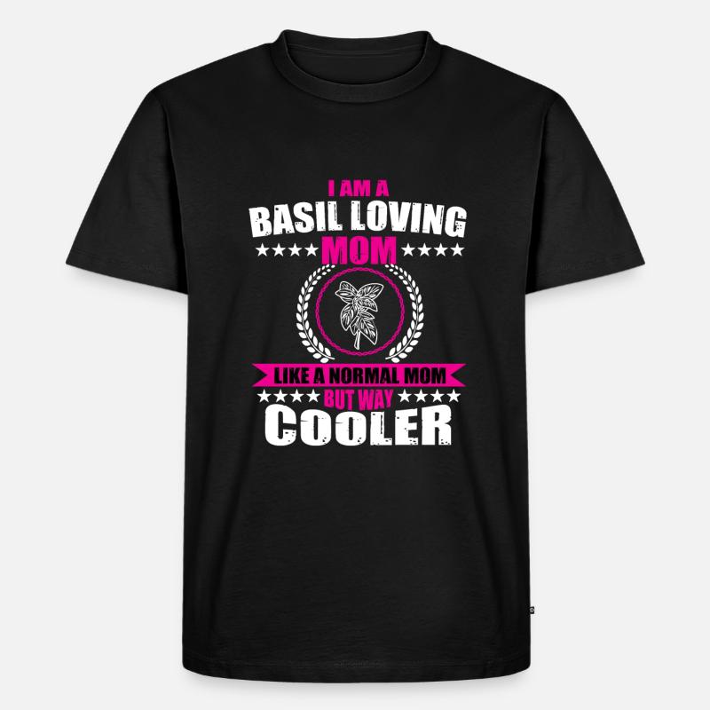 Basilikum Liebende Mama - Männer Premium Bio T-Shirt - Schwarz
