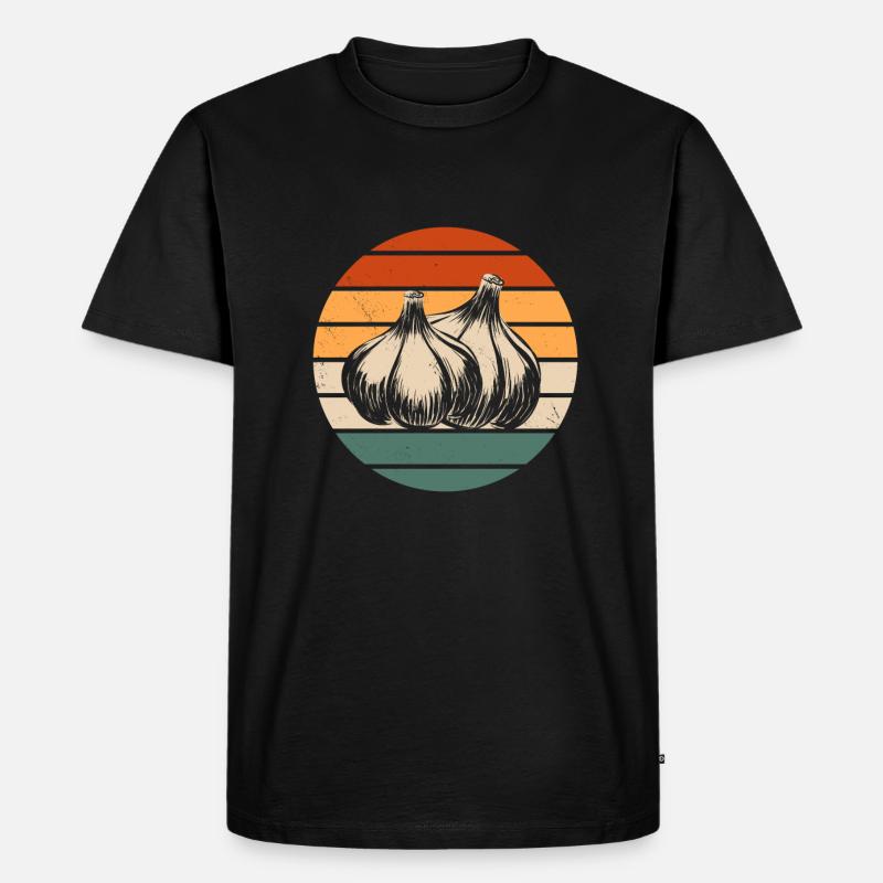 Retro Knoblauch Design - Männer Premium Bio T-Shirt - Schwarz