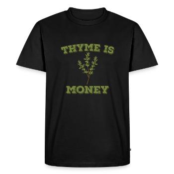 Thyme is money - Men's Premium Organic T-Shirt - black - Front - Nico (187cm)