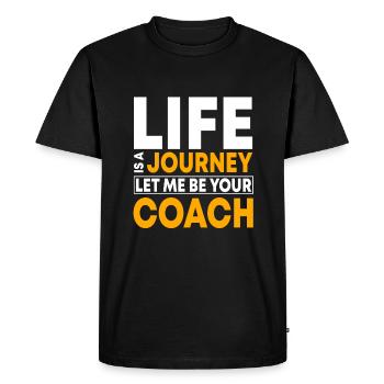 Citation de coach de vie motivant - T-shirt Premium bio Homme - noir - Devant - Nico (187cm)