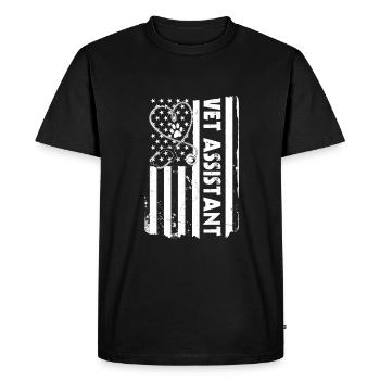 USA Flag Veterinary Assistant Shirt - Men's Premium Organic T-Shirt - black - Front - Nico (187cm)