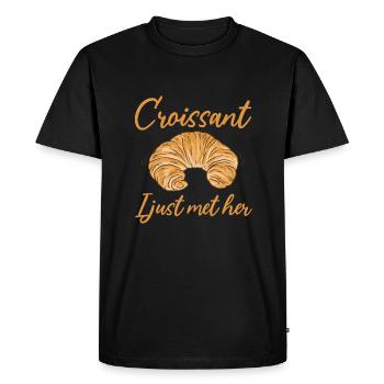 Drôle de design de croissant - T-shirt Premium bio Homme - noir - Devant - Nico (187cm)