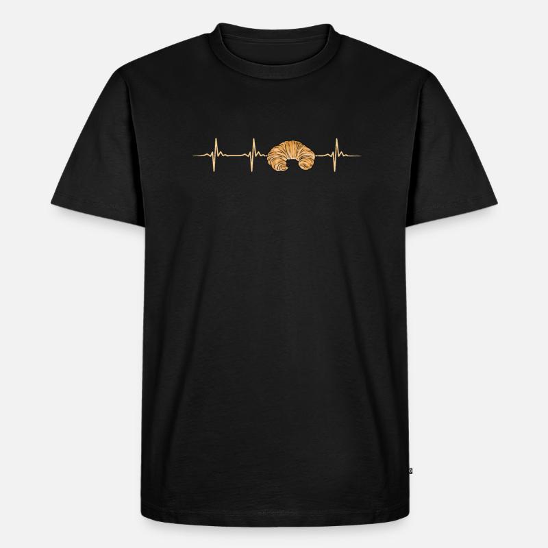 Croissant Herzschlag - Männer Premium Bio T-Shirt - Schwarz