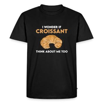 Drôle de design de croissant - T-shirt Premium bio Homme - noir - Devant - Nico (187cm)