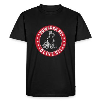 Alimenté par l’huile d’olive - T-shirt Premium bio Homme - noir - Devant - Nico (187cm)