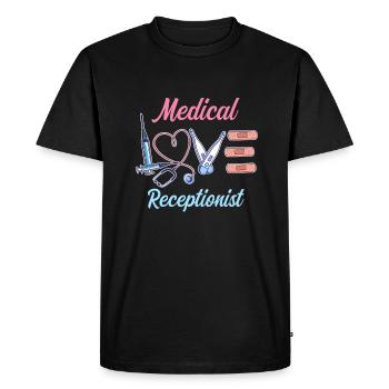Conception pour réceptionnistes médicaux - T-shirt Premium bio Homme - noir - Devant - Nico (187cm)