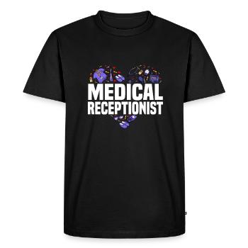 Réceptionniste médicale - T-shirt Premium bio Homme - noir - Devant - Nico (187cm)