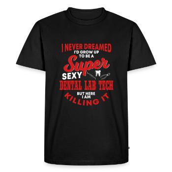 Drôle de prothésiste dentaire disant - T-shirt Premium bio Homme - noir - Devant - Nico (187cm)