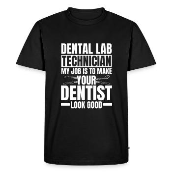 Drôle de technicien de laboratoire dentaire cadeau - T-shirt Premium bio Homme - noir - Devant - Nico (187cm)