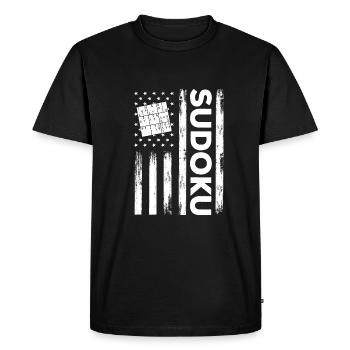 American Sudoku Puzzle Outfit USA - Men's Premium Organic T-Shirt - black - Front - Nico (187cm)