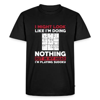 Funny Sudoku saying - Men's Premium Organic T-Shirt - black - Front - Nico (187cm)