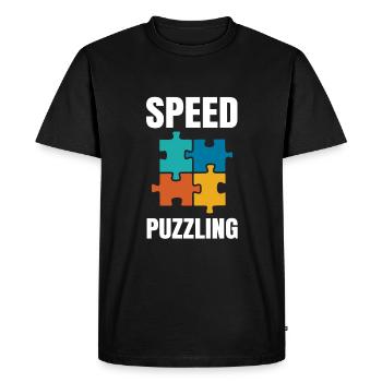 Speed Puzzling - Men's Premium Organic T-Shirt - black - Front - Nico (187cm)