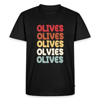 Conception de l’ensemble Olive - T-shirt Premium bio Homme - noir - Devant - Nico (187cm)