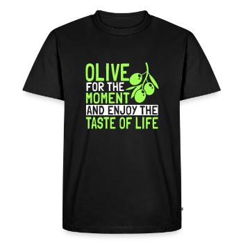 Grand cadeau d’amoureux des olives - T-shirt Premium bio Homme - noir - Devant - Nico (187cm)