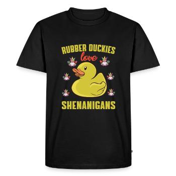 Retro Ferry Clothing Container Ship - Men's Premium Organic T-Shirt - black - Front - Nico (187cm)