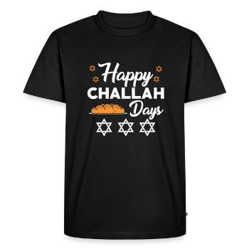 Happy Challah Days Gift - Men's Premium Organic T-Shirt - black - Front - Nico (187cm)