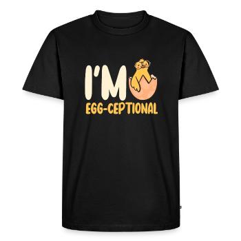 I'M Egg-Ceptional - Men's Premium Organic T-Shirt - black - Front - Nico (187cm)