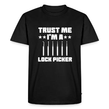 Drôle de verrou - T-shirt Premium bio Homme - noir - Devant - Nico (187cm)