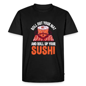 Fun Yoga Sushi Design - Men's Premium Organic T-Shirt - black - Front - Nico (187cm)
