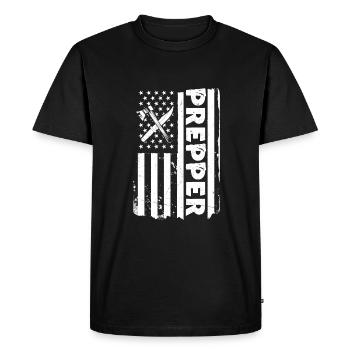 USA Flag Prepper Outfit - Men's Premium Organic T-Shirt - black - Front - Nico (187cm)
