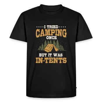 Funny camping pun - Men's Premium Organic T-Shirt - black - Front - Nico (187cm)