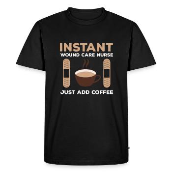 Grand café d’infirmière en soins des plaies - T-shirt Premium bio Homme - noir - Devant - Nico (187cm)